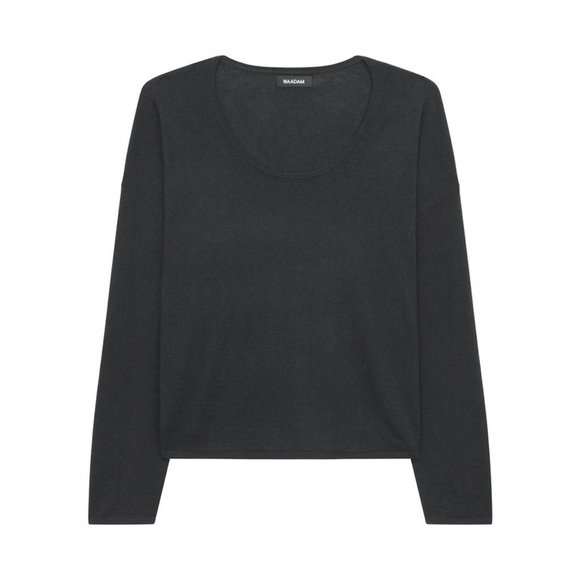 Naadam Ultra Fine Cashmere Scoop Top Cropped 100% Cashmere Sweater Charcoal - Picture 1 of 10